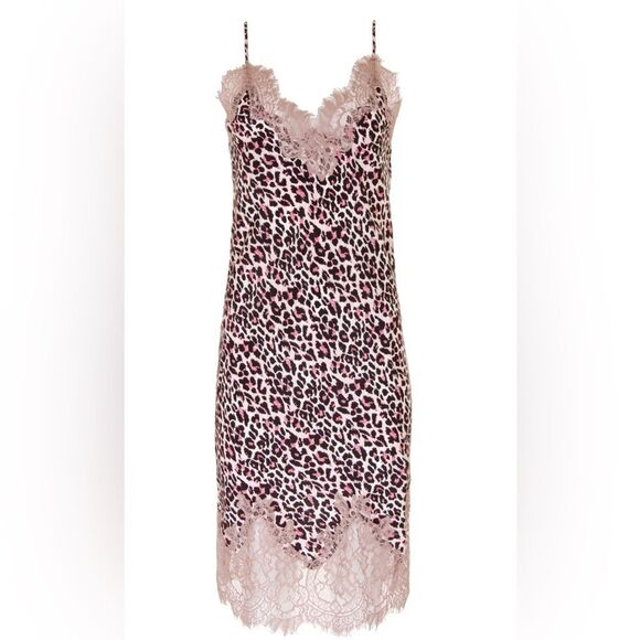 Gold Hawk Coco Print Silk Slip Dress NWT Size Small - Picture 1 of 5